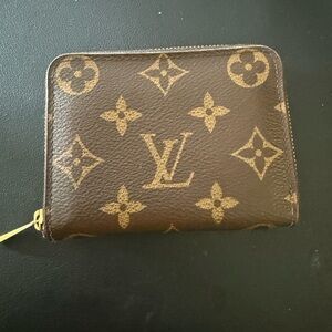 Louis Vuitton Monogram Compact Zip Card Case - Brown with Gold Hardware